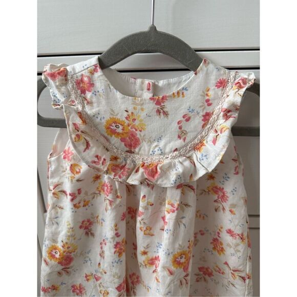 Janie and Jack 12-18 Months Baby Girl Floral Ruffle Dress in Jet Ivory Floral - Picture 5 of 8